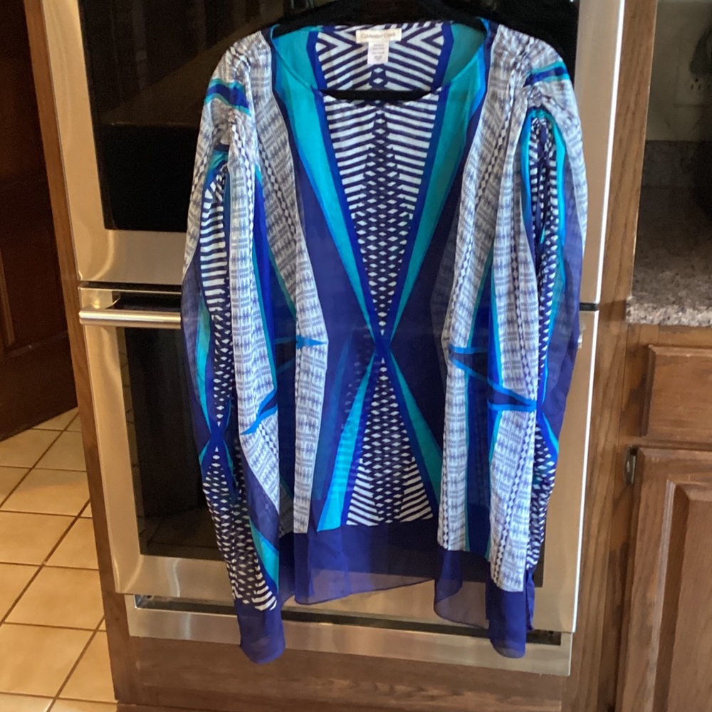 Vibrant Blue and White Patterned Bathing Suit Coverup